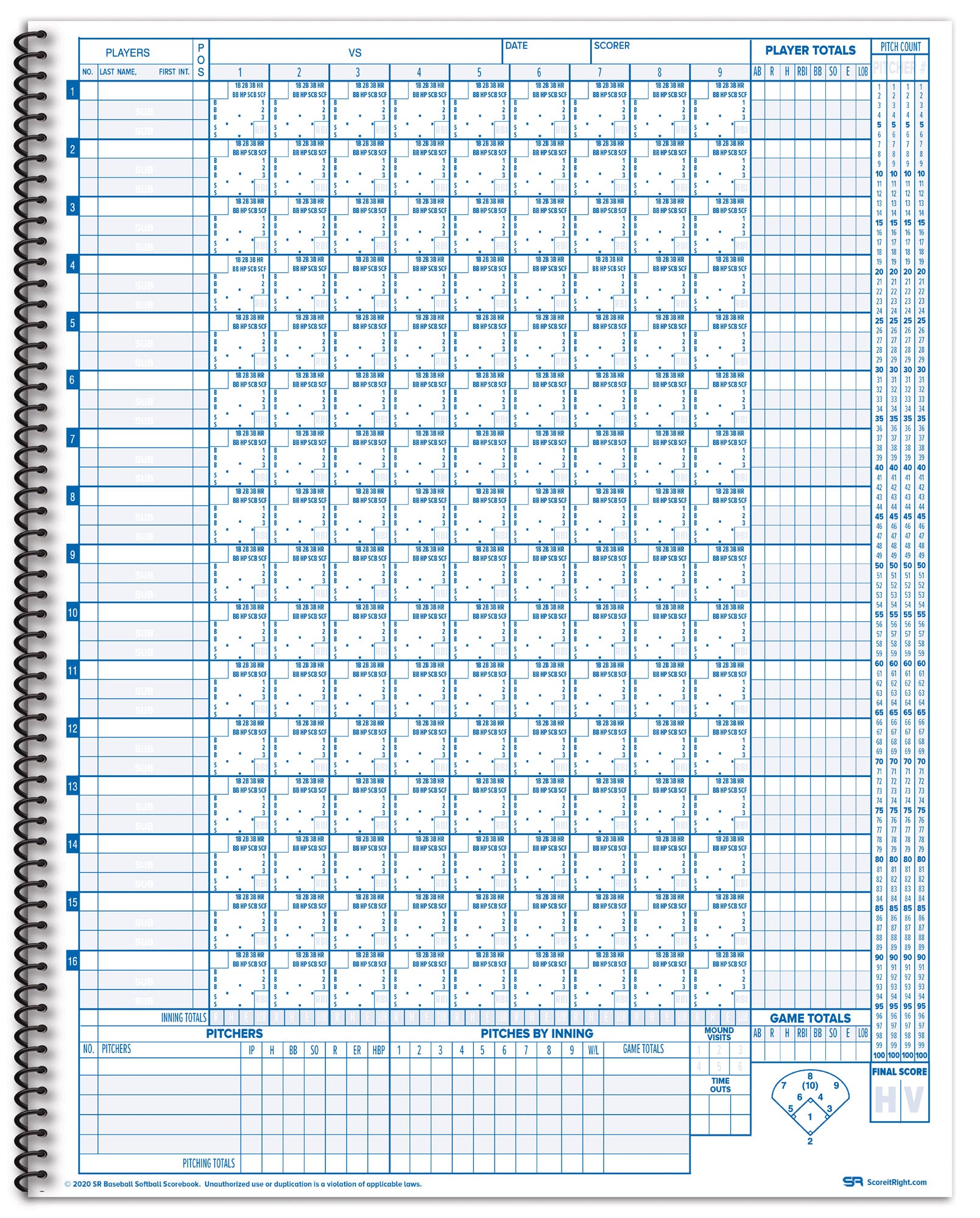 baseball scorebook 24 games
softball scorebook for youth teams
little blue scorebook compact