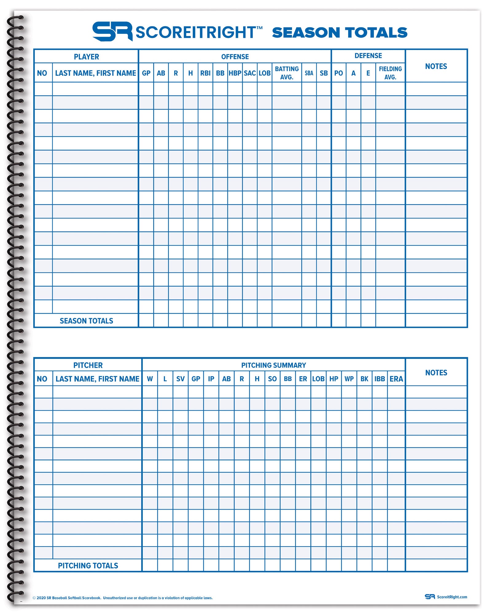 baseball scorebook 24 games
softball scorebook for youth teams
little blue scorebook compact