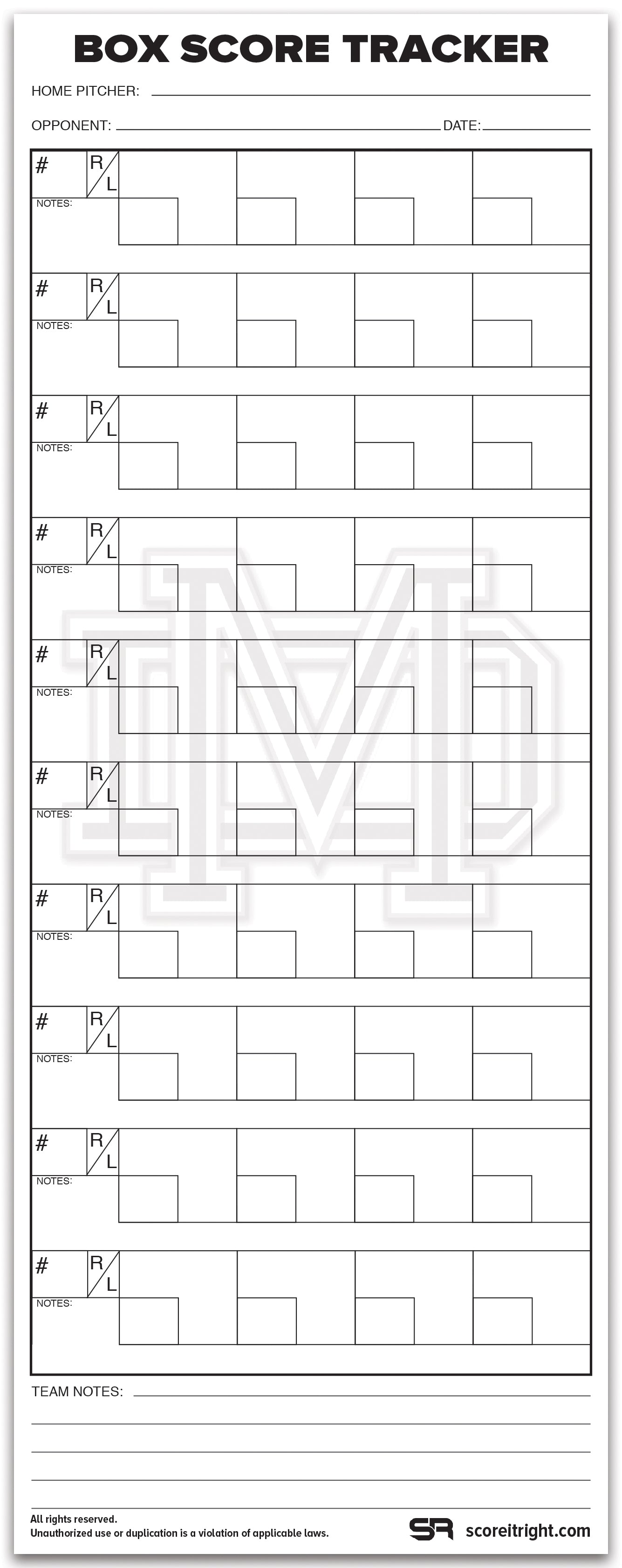 Custom Box Score Tracker - Custom Pocket Size (4.25" x 11")