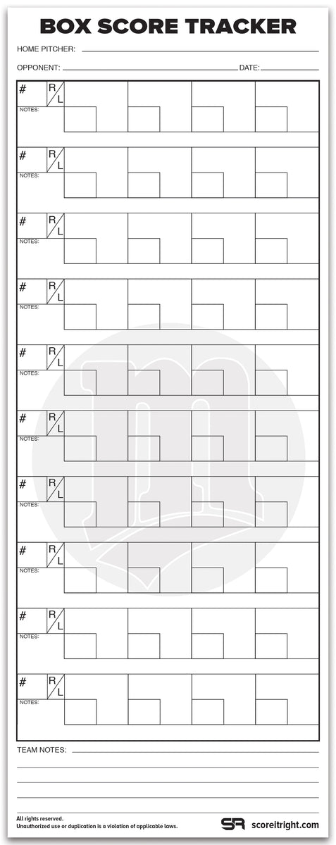 Box Count Tracker Custom Box Score Tracker - Custom Pocket Size (4.25