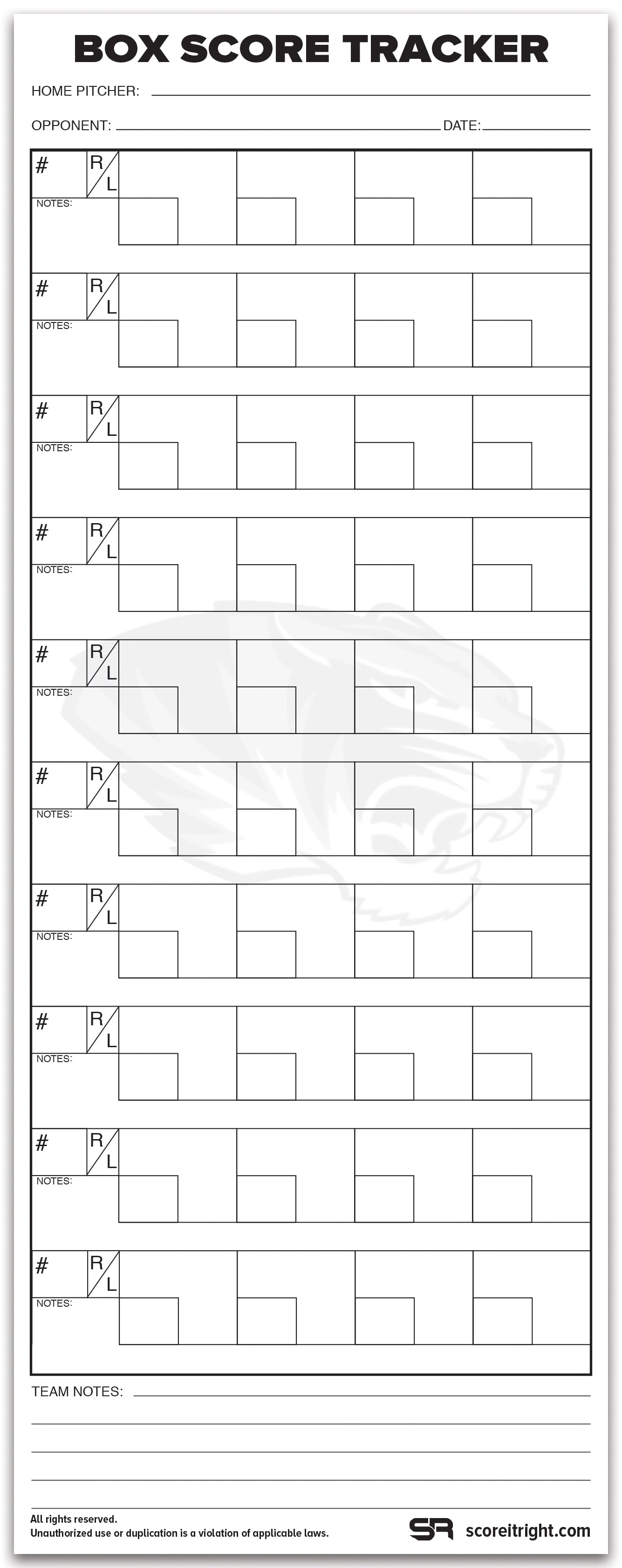 Custom Box Score Tracker - Custom Pocket Size (4.25" x 11")