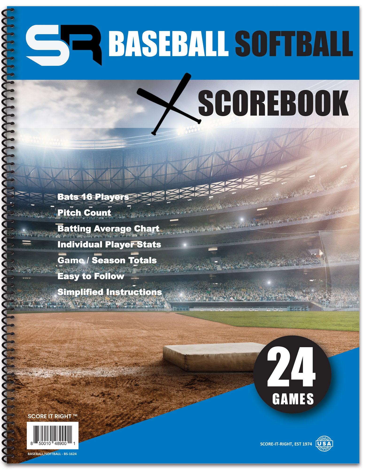 Baseball / Softball "LITTLE BLUE" Size: 9.25" x 12" 16 Player - 24 Games