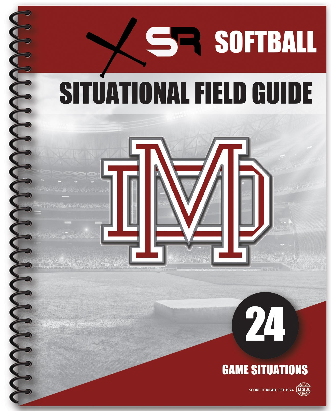Custom SOFTBALL Situational Field Guide Size: 4" x 5.25" 24 GAME SITUATIONS