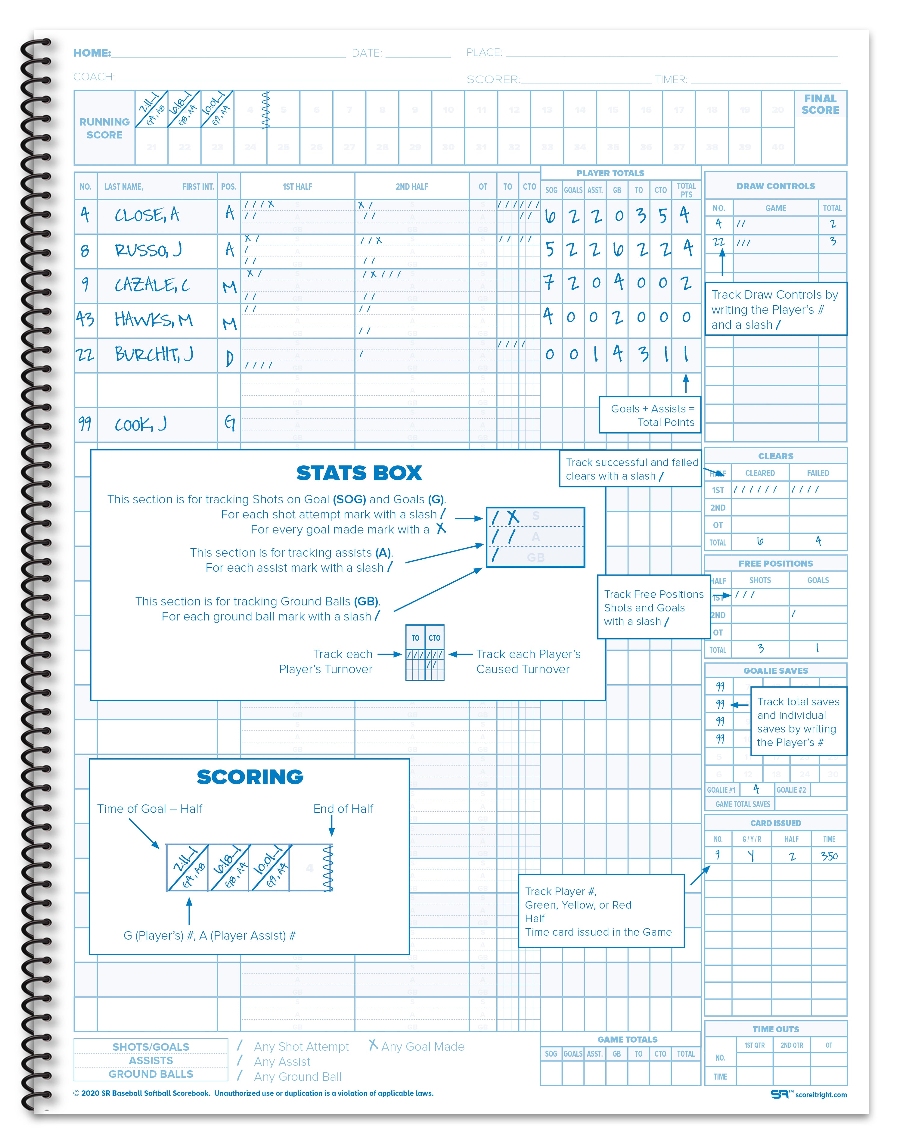 Womens LACROSSE Scorebook